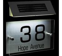 BUTIFULSIC Solar House Number Address Light with 18 LED Dual-color Solar Doorplate Lamp for Outdoor Wall, Solar-powered House Number Sign Suitable for Garden and Patio