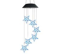 BUTIFULSIC Solar Wind Chime Light Color LED Solar Star Lamp Black Shell Blue Star Garden Decor Automatic Dawn for Patio Pathway