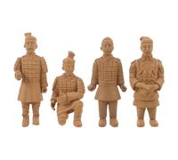 BUTIFULSIC Terracotta Figurines Miniature Statue Set with Authentic Design and Unique Expressions 4pcs Made of Pvc for Office Decoration and Desktop Ornaments for Culture
