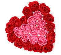 BUTIFULSIC Valentine’s Day 24pcs Artificial Soap Rose Bouquet Box Red and Pink Simulation Soap Flowers Decorative Set for Romantic Occasions