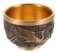BUTIFULSIC Vintage Copper Dragon and Phoenix Tea Cup, 1pcs Embossed Metal Kungfu Teacup for Tearoom and Home Decor, Retro Style Chinese Teaware for Dining and Entertaining