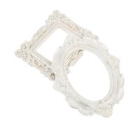BUTIFULSIC Vintage Retro Photo Frame Set 2pcs Pearl White Oval Decorative Picture Frames Photo Background Props for Desktop Photography Studio Posing Accessories