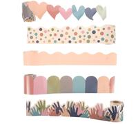 BUTIFULSIC Waterproof Bulletin Board Border Sticker Set, Pink 5.7x10m Non-adhesive Classroom Decorative Trim, Bulletin Board Strips for Presentation and School Use