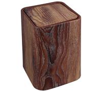 BUTIFULSIC Wood Grain Plastic Trash Can Stylish Brown Bin with Swing Lid Retro Practical Kitchen Waste Paper Basket Suitable for Home, Office and Living Room Use