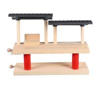 BUTIFULSIC Wooden Train Track Accessory Double-deck Simulation Station Platform, Wear-resistant and Safe Wooden Building Accessory for Interactive Play and DIY Train Track Scenes