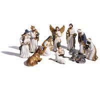 BUTILIVEEN 5’’ Nativity Set with 11 Figures, Indoor Nativity Scene Figurines, Holy Family Statue, Christmas Decorations for Tabletop and Mantle, Resin