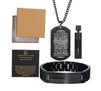 Butishop Son Gift Personalized Braided Bracelet from Mom and Dad with Dog Tag Necklace You Will Never Lose Birthday Graduation Valentines Gifts Black Stainless Steel, Stainless Steel, No Gemstone