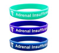 Butler & Grace Adrenal Insufficiency Medical Alert Bracelets - Silicone Emergency ID Wristbands for Chronic Conditions, Set of 3, Durable Waterproof Safety Bands (Teal, Purple, Navy)