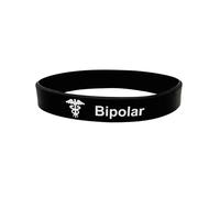 Butler & Grace Bipolar Medical Alert Bracelet, Silicone ID Wristband for Mental Health Awareness, Black & White