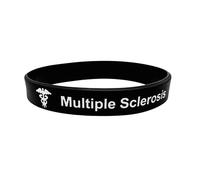 Butler & Grace Multiple Sclerosis Medical Alert Bracelet, Silicone ID Wristband for MS, Black & White