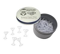 Butler in the Home 100 Count Martini Shaped Paper Clips Great for Paper Clip Collectors or Office Gift - Comes in Round Tin with Lid and Gift Box (White)