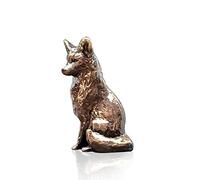 Butler & Peach Detailed Small Solid Bronze Fox Sitting Boxed Gift