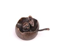 Butler & Peach Detailed Small Solid Bronze Mouse In Apple