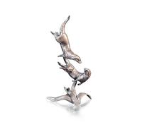Butler & Peach Detailed Small Solid Hot Cast Bronze - Pair of Otters 2096