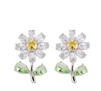 Butler & Wilson Crystal Daisy Earrings RHODIUM
