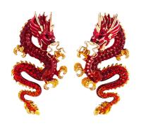 Butler & Wilson Fierce Dragon Earrings RED ONE SIZE