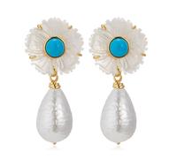 Butler & Wilson Shell Flower Earrings GOLD