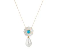 Butler & Wilson Shell Flower Necklace GOLD