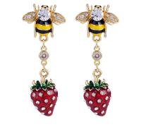 Butler & Wilson Strawberry & Bee Earrings GOLD