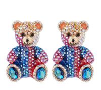 Butler & Wilson Teddy Bear Earrings CLEAR AURORA BOREALIS