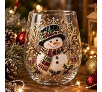 Butoi 3D Christmas Glass Art Cup Stemless Wine Glass, Festive Holiday Cup | Raised Santa Claus Design For Cocktails, Juice, Iced Coffee, And Sparkling Water. Festive Table Decor And Holiday Gift.