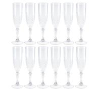 BUTORY 12Pcs Plastic Champagne Flutes 207ml/ 7OZ Reusable Champagne Flutes Glass Unbreakable Flat Bottom Goblet Easy to Carry for Cocktail, Wine, Weddings, Birthdays, Christmas, Garden Party