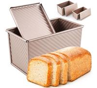 BUTORY 1lb/0.5lb Loaf Tin with Lid 2Pcs Non-Stick Loaf Pans for Baking Rectangular Carbon Steel Bread Pan Bread Toast Mold Heat Resistance Multipurpose Bread Loaf Pan for Baking Homemade Bread
