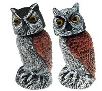 BUTORY 2 Pack Fake Owl Decoys Motion Activated Owl Scarecrow with Shaking Head Simulation Owl Bird Deterrent Realistic Owl Statue to Frighten Birds for Outdoor Garden Yard Farm Orchard #(Long ears)
