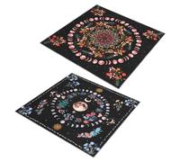 BUTORY 2 Pack Moon Altar Cloth Witchcraft Mat Tarot Cloth Mystic Pattern Soft Polyester Square Divination Table Mat for Card Reading and Table Decor(colour-2 photos-mystery)