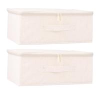 BUTORY 2 Pcs Underbed Storage Box with Lid Foldable Clothes Storage Box Cotton and Linen Clothes Organizer for Bedrooms
