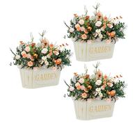 BUTORY 3Pcs Metal Wall Planter for Railing Fence Hanging Flower Pots with Detachable Hooks Iron Outdoor Balcony Rail Planter for Fence Balcony Home Decors (Beige, 3)