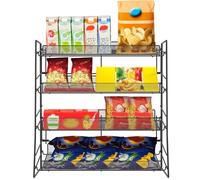 BUTORY 4 Tier Candy Display Rack Stackable Organiser for Snacks Compact Easy to Assemble Countertop Chip Rack Display Stand Chip Bag Holder Snack Organizer for Tabletop Kitchen and Store,40x22x41cm