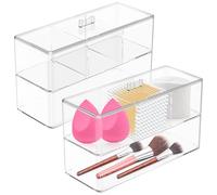 BUTORY 4Pcs Qtip Holder Dispenser Plastic Hair Accessories Organizer Transparent Cotton Ball Holder Stackable Small Drawer Organizer Space Saving for Cosmetics