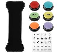 BUTORY 6 Pcs Dog Buttons for Communication with Nonslip Mat and 25 Stickers Plastic Dog Buttons Talk 30s Recordable Dog Training Buttons for Pet Talk Training11