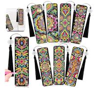 BUTORY 8Pcs Diamond Art Bookmark Crafts Kits 5D DIY Diamond Drawing Book Marking Kit with Tassels for Adults Students Book Lovers
