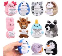 BUTORY 9PCS Funny Doll Set Cute Mini Crocheting Cat Multipurpose Portable Mini Emotional Crochets Kit Creative Knitting Yarn Doll for Presents