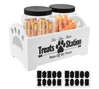 BUTORY Dog Treat Container With 2 Jars and Stickers Anti Deformation Space Saving Dog Food Organizer Dog Treat Tin Easy to Clean Dog Treat Jar for Countertop