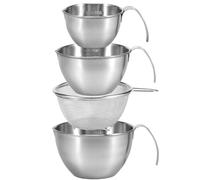 BUTORY Stainless Steel Mixing Bowl 3 Sizes Nesting Bowl with Scale Stackable Food Mixing Bowls with Mesh Strainer Large Capacity Nesting Storage Bowl with Handle for Food Salad Mixing (B)