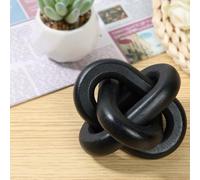BUTORY Wood Chain Link Decor 3 Link Wood Knot Decor White/Black Wood Knot Art Decorative Wooden Links Knots Rustic Wood Chain Link Decor for Living Room Bedroom Office Decorations 12x12x12cm #(black)