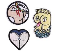 Butt Ass Patches,3pcs Sexy Booty Heart Lady Like A Taco Iron On Embroidered Appliques for Stag Bachelorette Party,Jackets Hat Bag Decoration