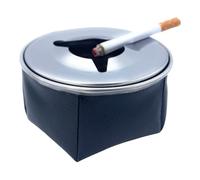 Butt Bat Stainless Windproof Faux Leather Bean Bag Sandbag Ashtray Non Stitched, Black