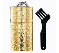 Butt Disposal Box with Carabiner Portable Pull Out Ashtray for Home Office(Gold)