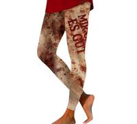 Butt Lifting Leggings - Halloween Themed Women's Bloody Print Yoga Pants High Waisted Non See Through Workout Tights For Fitness And Daily Wear