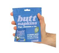 Butt Napkins - Water-Based Flushable Wipes, Individually Wrapped, For On-The-Go & Travel, Running, Camping, Festivals. Unscented & Hypoallergenic, Adult Sized (Camping, 5 Count (Pack of 1))