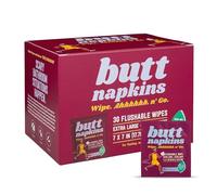 Butt Napkins - Water-Based Flushable Wipes, Individually Wrapped, For On-The-Go & Travel, Running, Camping, Festivals. Unscented & Hypoallergenic, Adult Sized (Running, 30 Count (Pack of 1))