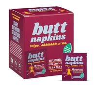 Butt Napkins - Water-Based Flushable Wipes, Individually Wrapped, For On-The-Go & Travel, Running, Camping, Festivals. Unscented & Hypoallergenic, Adult Sized (Running, 10 Count (Pack of 1))