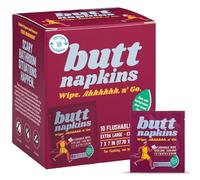Butt Napkins - Water-Based Flushable Wipes, Individually Wrapped, For On-The-Go & Travel, Running, Camping, Festivals. Unscented & Hypoallergenic, Adult Sized (Running, 10 Count (Pack of 1))