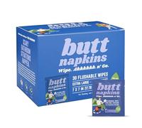 Butt Napkins - Water-Based Flushable Wipes, Individually Wrapped, For On-The-Go & Travel, Running, Camping, Festivals. Unscented & Hypoallergenic, Adult Sized (Camping, 30 Count (Pack of 1))