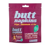 Butt Napkins - Water-Based Flushable Wipes, Individually Wrapped, For On-The-Go & Travel, Running, Camping, Festivals. Unscented & Hypoallergenic, Adult Sized (Running, 5 Count (Pack of 1))