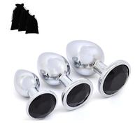 Butt Plug 3PCS Anal Sex Toys Set | Classic Rosebud Shape + Jewel | Metal, Stainless Steel | Anal Training Kit for Men, Women, Couples | Gay Sex Toys, Prostate Massager (Black)